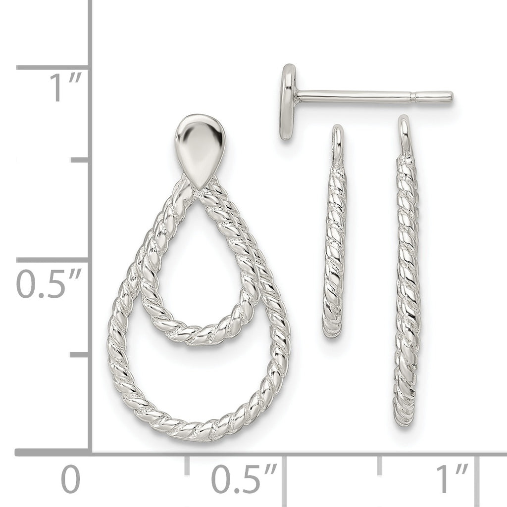 Sterling Silver w/2 Teardrop Jackets Button Post Earrings