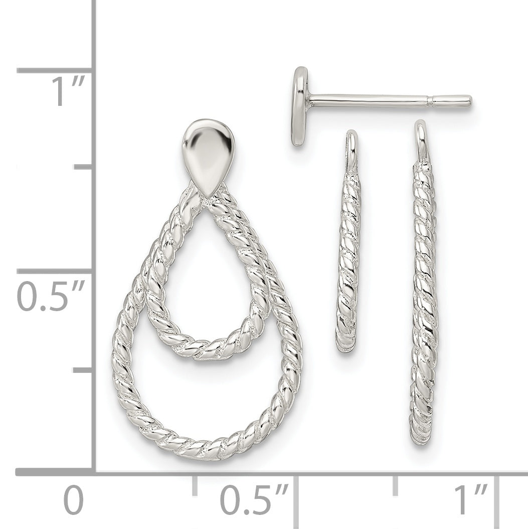 Sterling Silver w/2 Teardrop Jackets Button Post Earrings