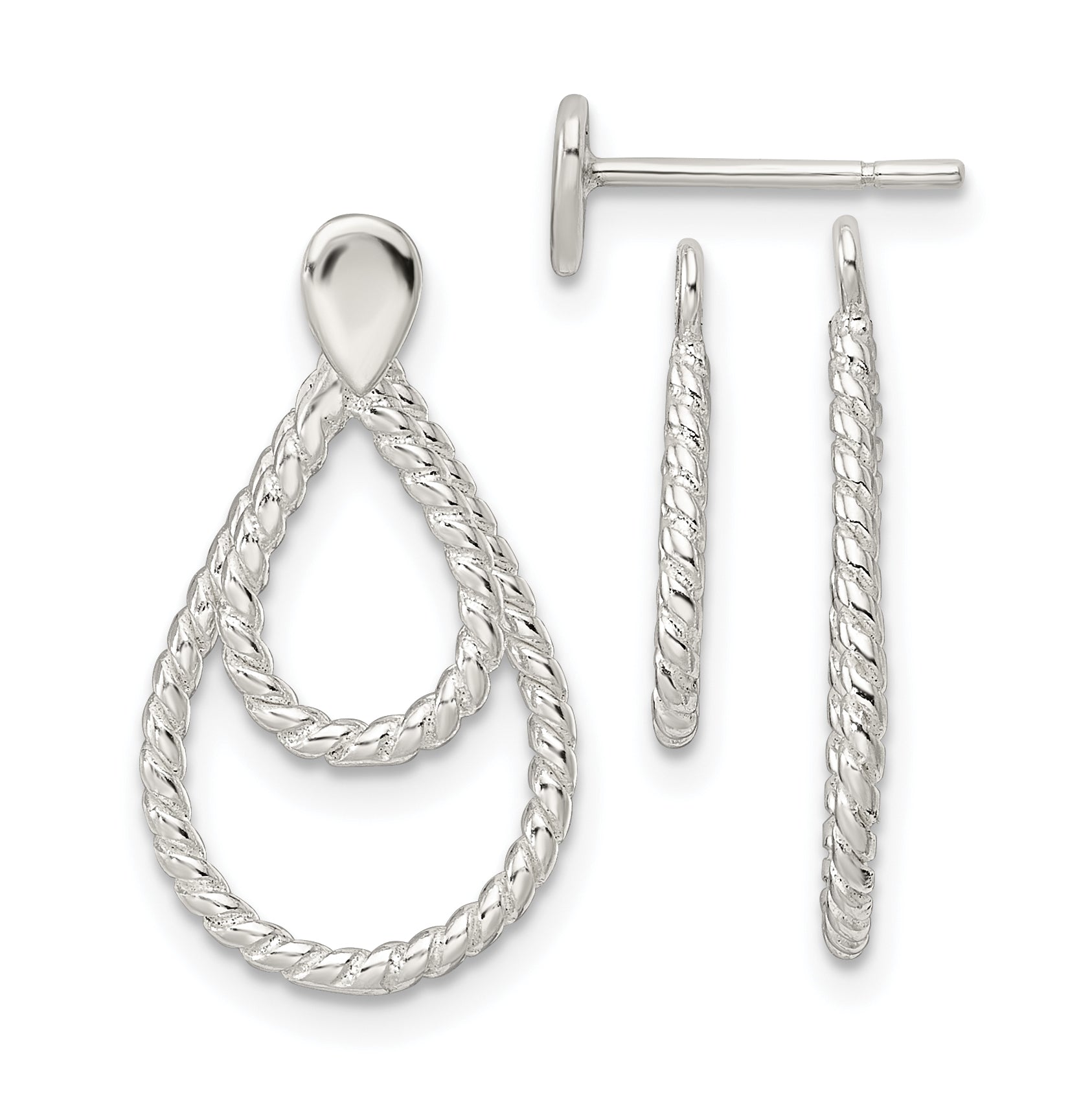 Sterling Silver w/2 Teardrop Jackets Button Post Earrings Main image
