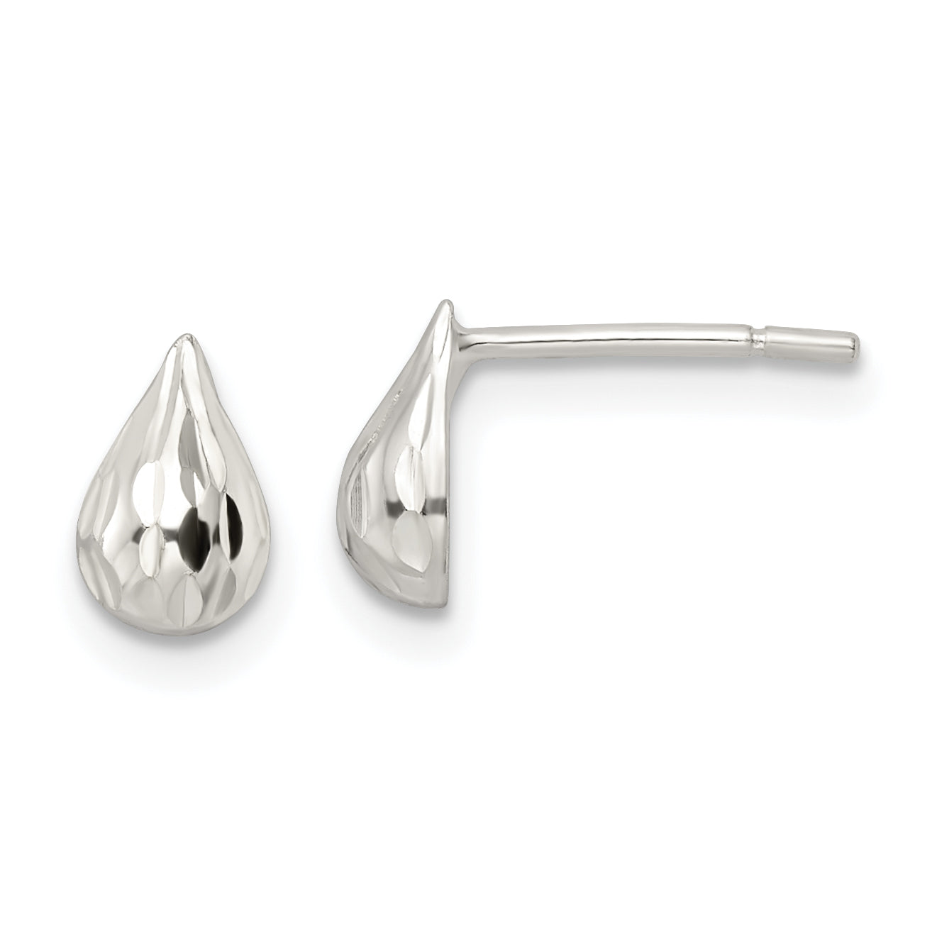 Sterling Silver Diamond-cut Teardrop Post Earrings Main image