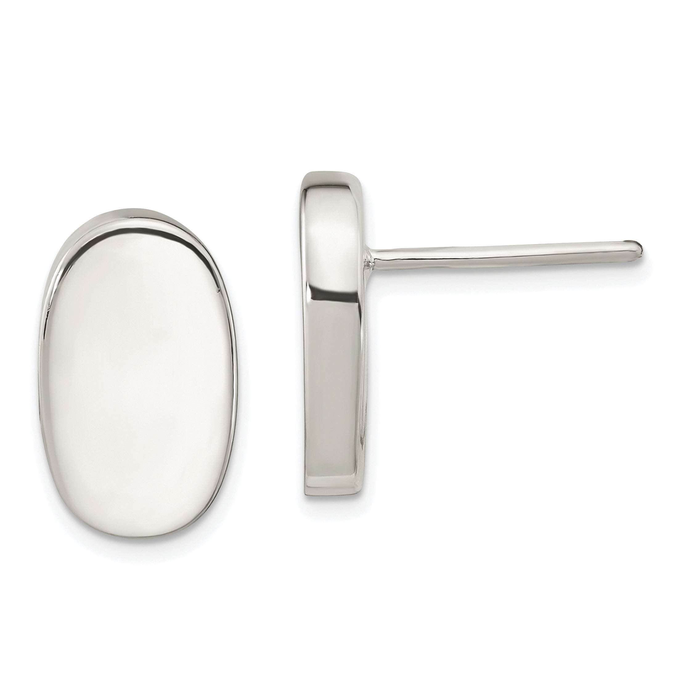 Sterling Silver Polished Oval Post Earrings