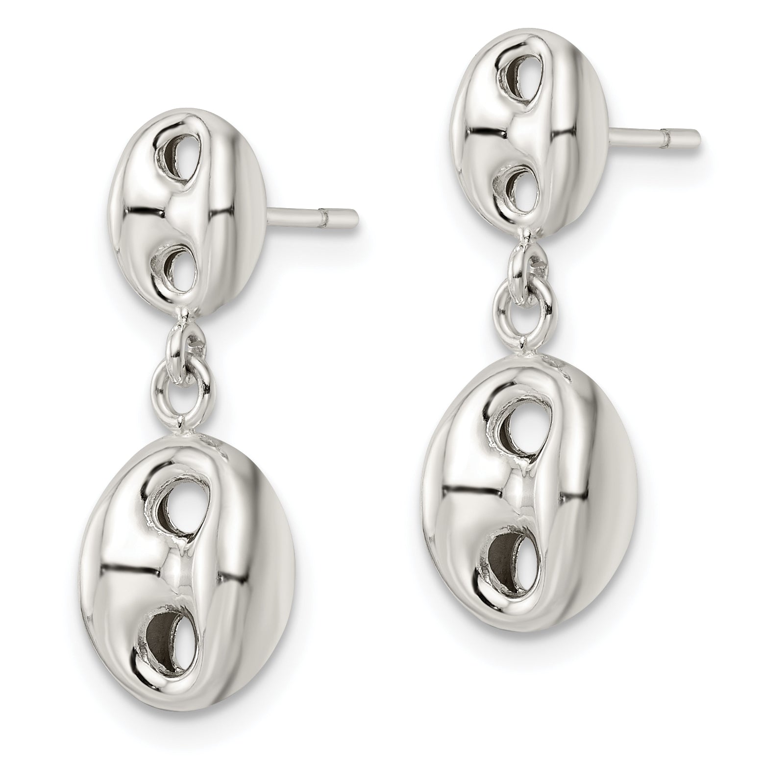 Sterling Silver Polished Oval Dangle Post Earrings Secondary image