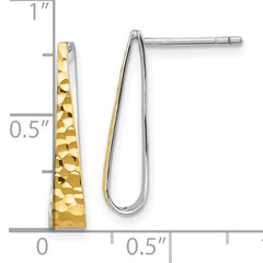 Sterling Silver Rhodium-plated Gold-plated Hammered Post Dangle Earrings