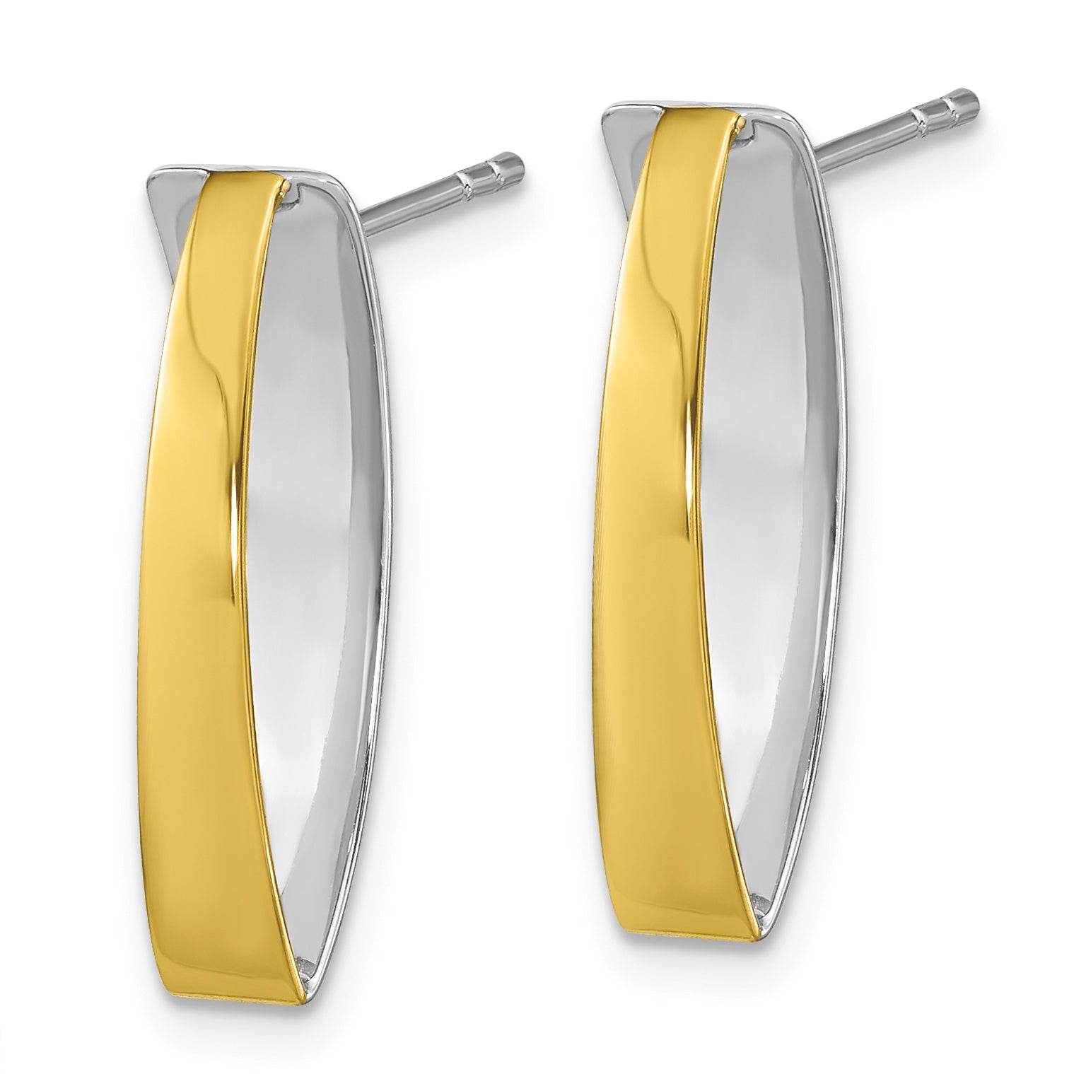 Sterling Silver Rhodium-plated Gold-plated Polished Post Dangle Earrings Secondary image