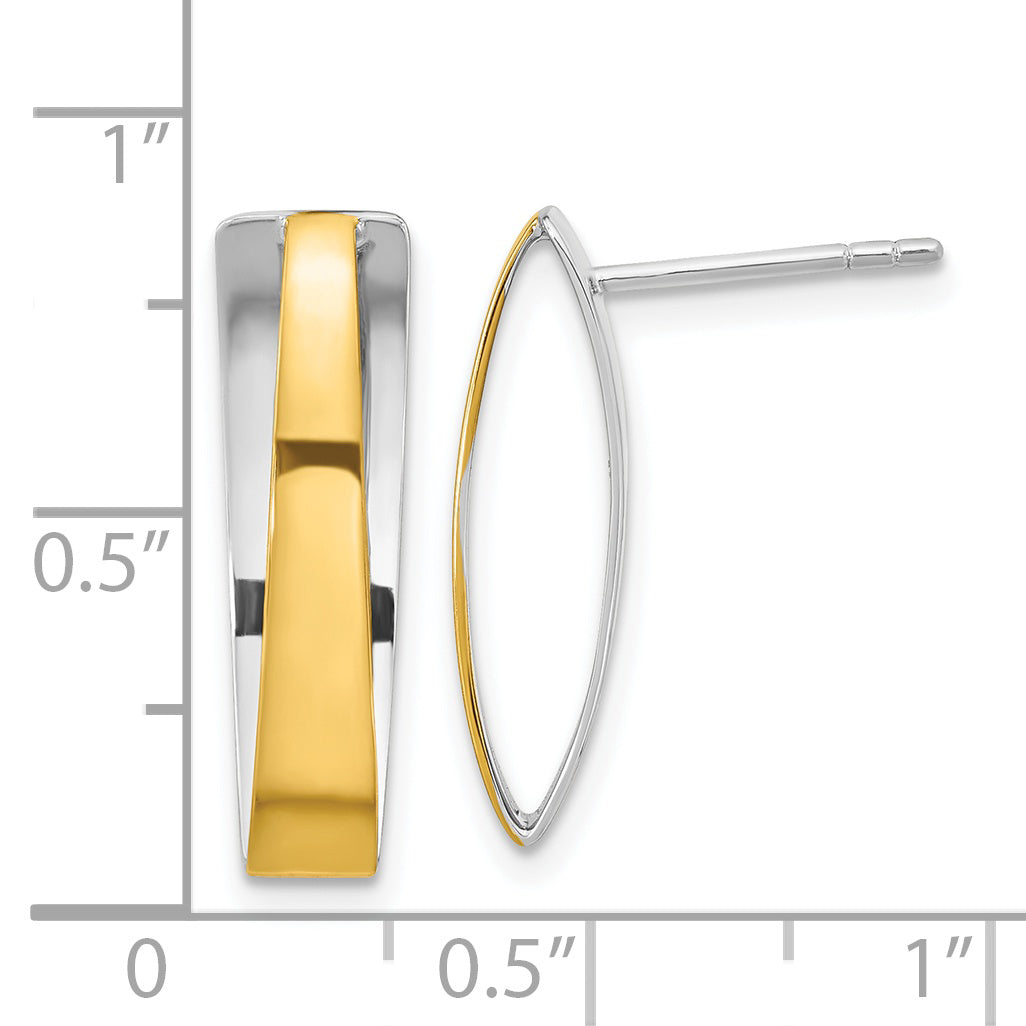 Sterling Silver Rhodium-plated Gold-plated Polished Post Dangle Earrings