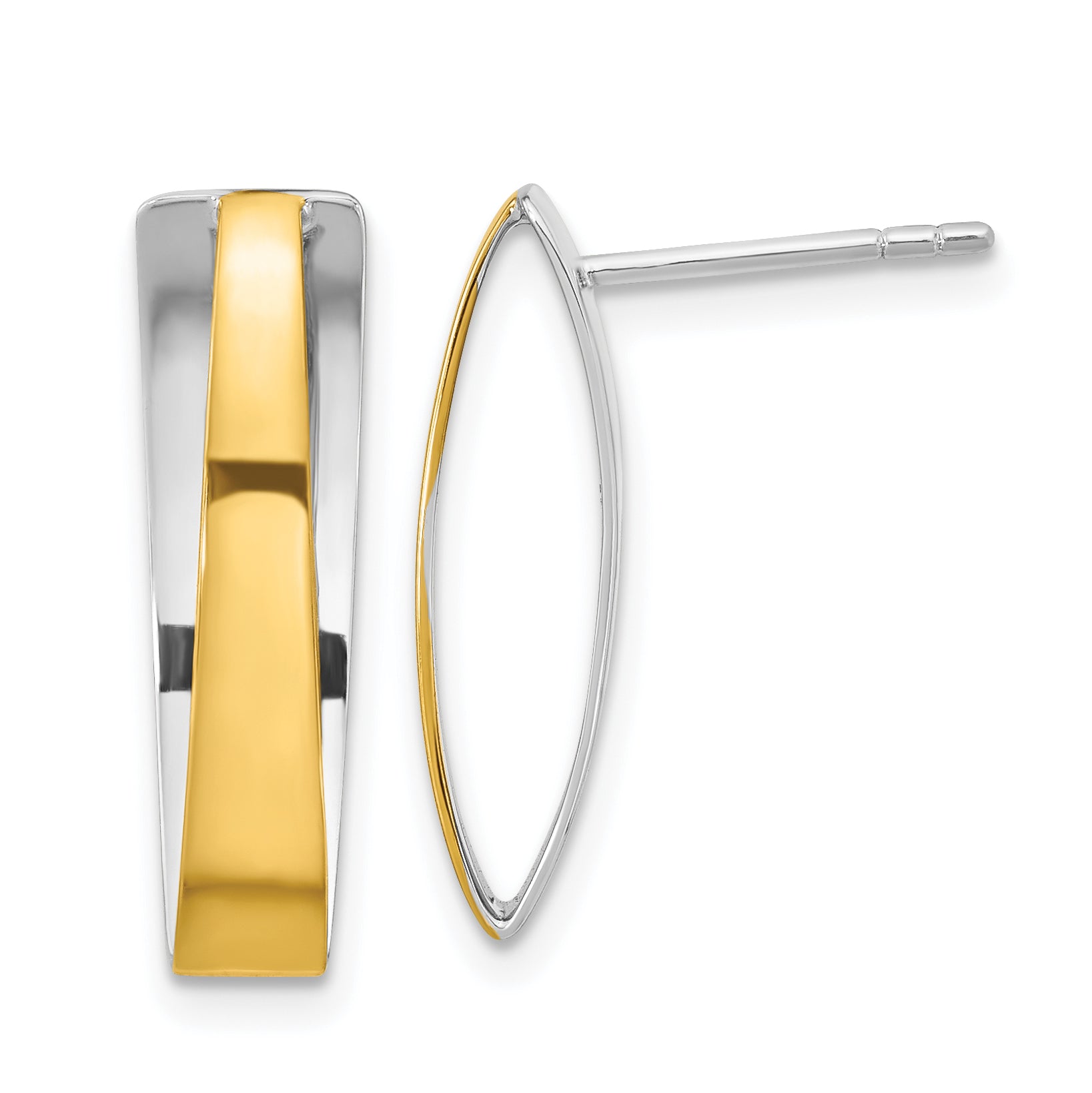 Sterling Silver Rhodium-plated Gold-plated Polished Post Dangle Earrings Main image