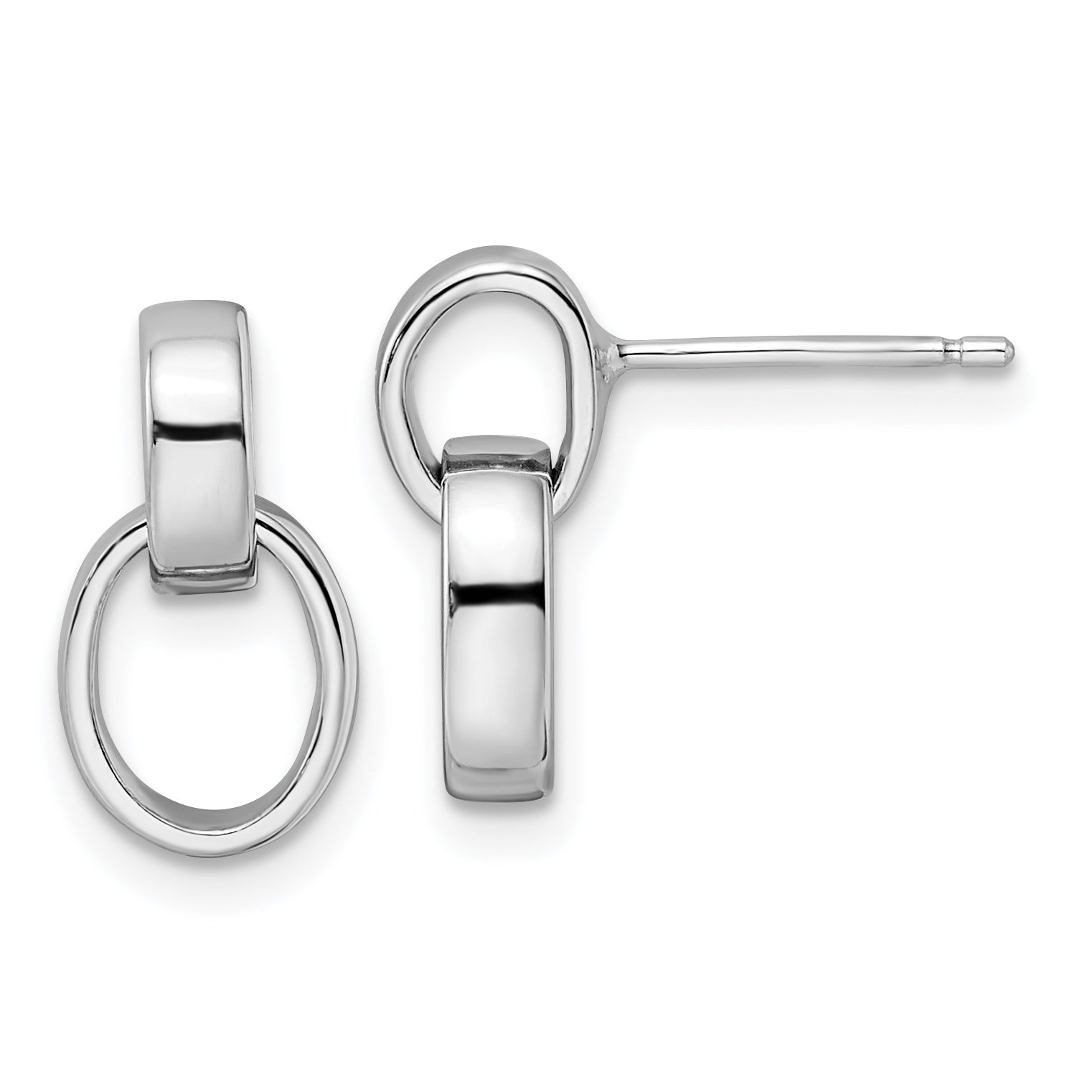 Sterling Silver Rhodium-plated Polished Link Post Earrings Main image
