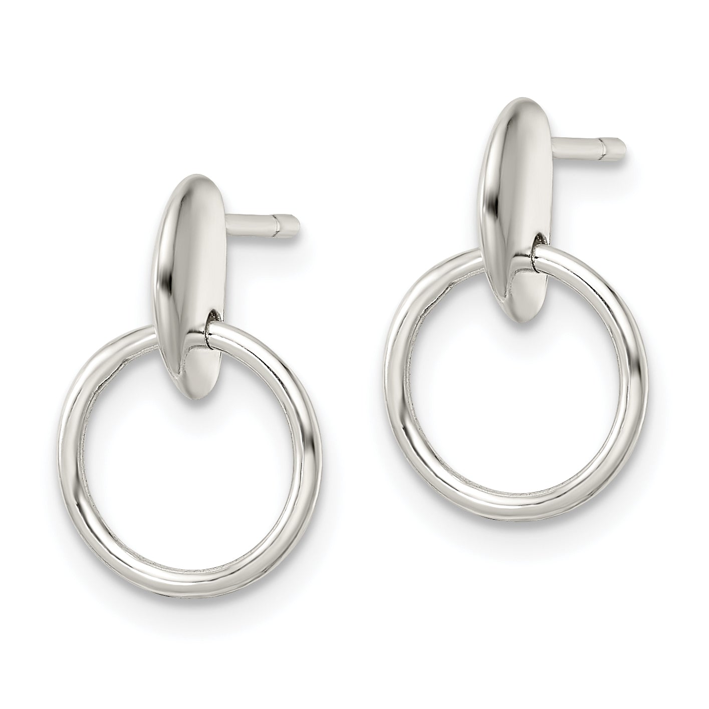 Sterling Silver Circle Dangle Post Earrings Secondary image