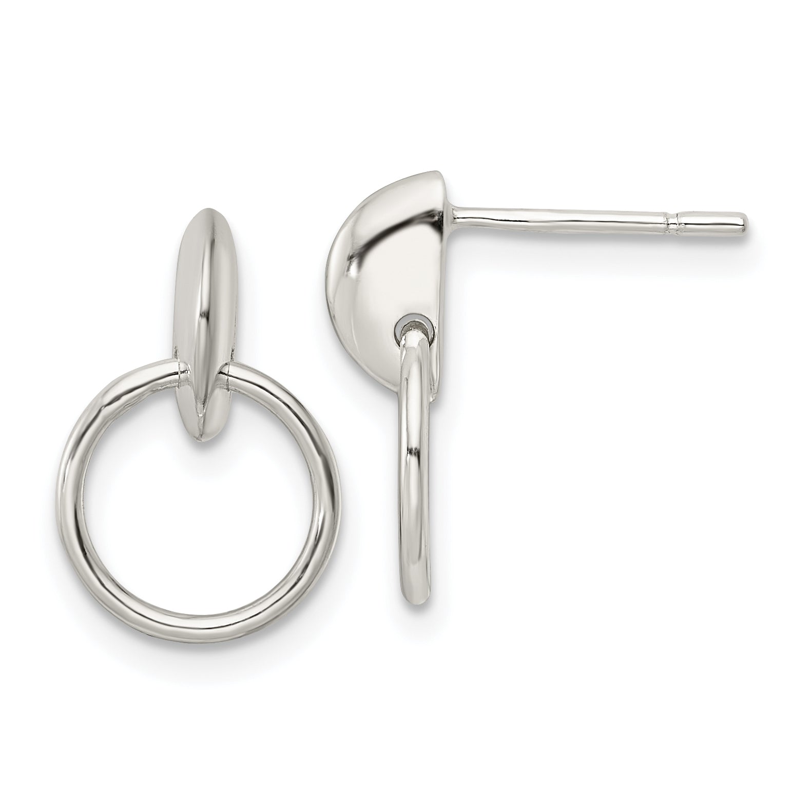 Sterling Silver Circle Dangle Post Earrings Main image
