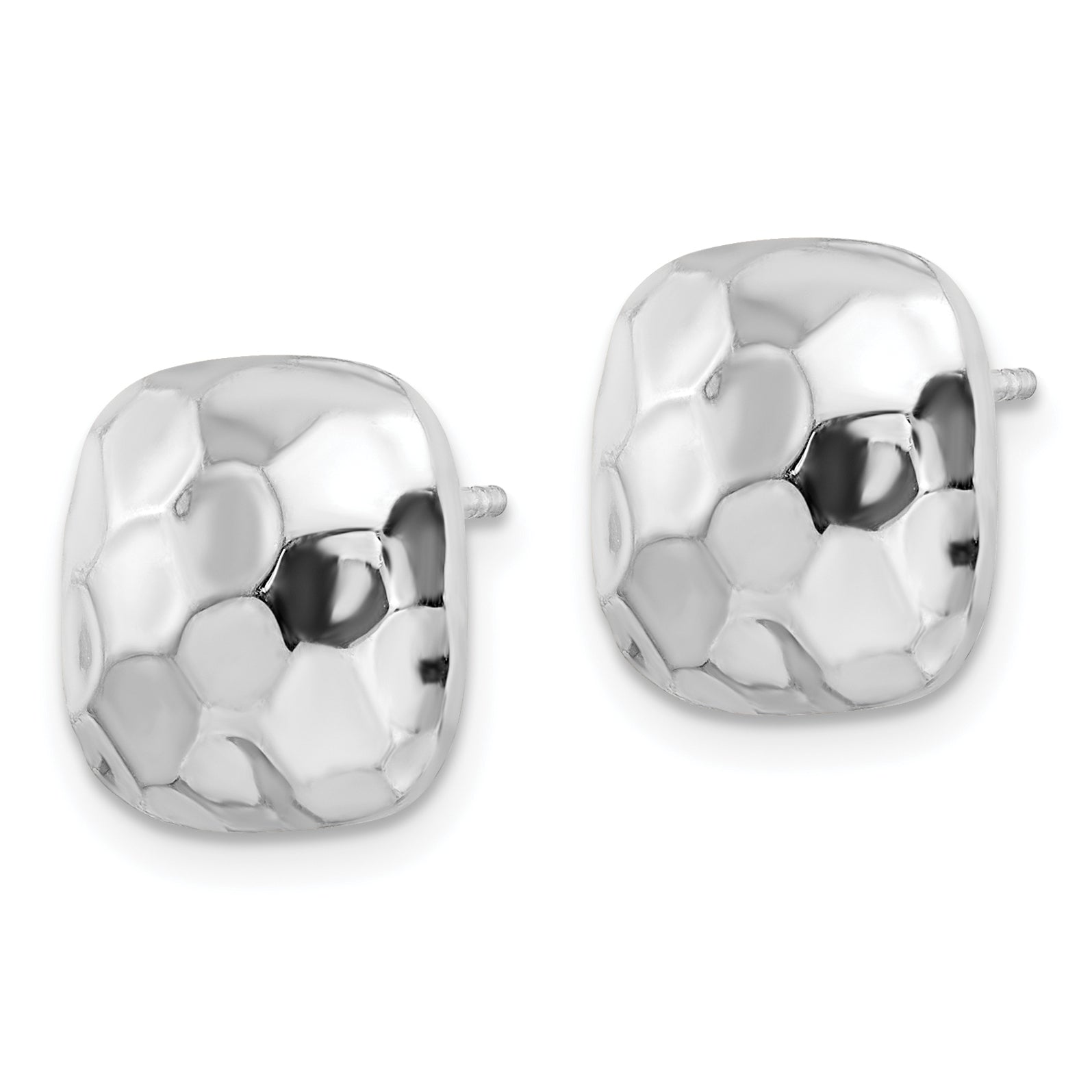 Sterling Silver Rhodium-plated Post Polished & Textured Square Earrings Secondary image
