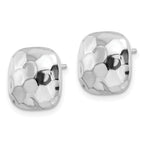 Sterling Silver Rhodium-plated Post Polished & Textured Square Earrings