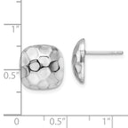 Sterling Silver Rhodium-plated Post Polished & Textured Square Earrings