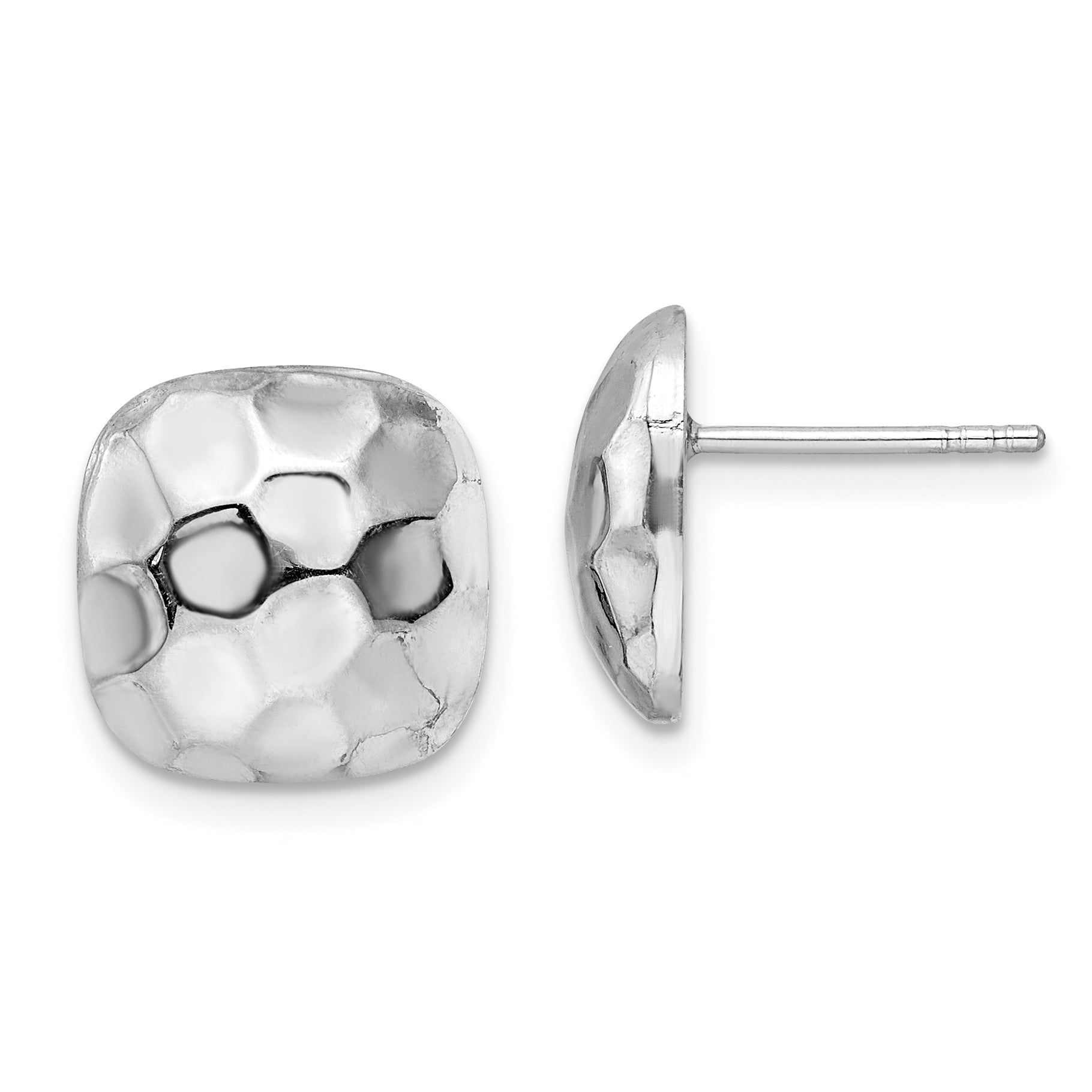 Sterling Silver Rhodium-plated Post Polished & Textured Square Earrings Main image