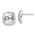 Sterling Silver Rhodium-plated Post Polished & Textured Square Earrings