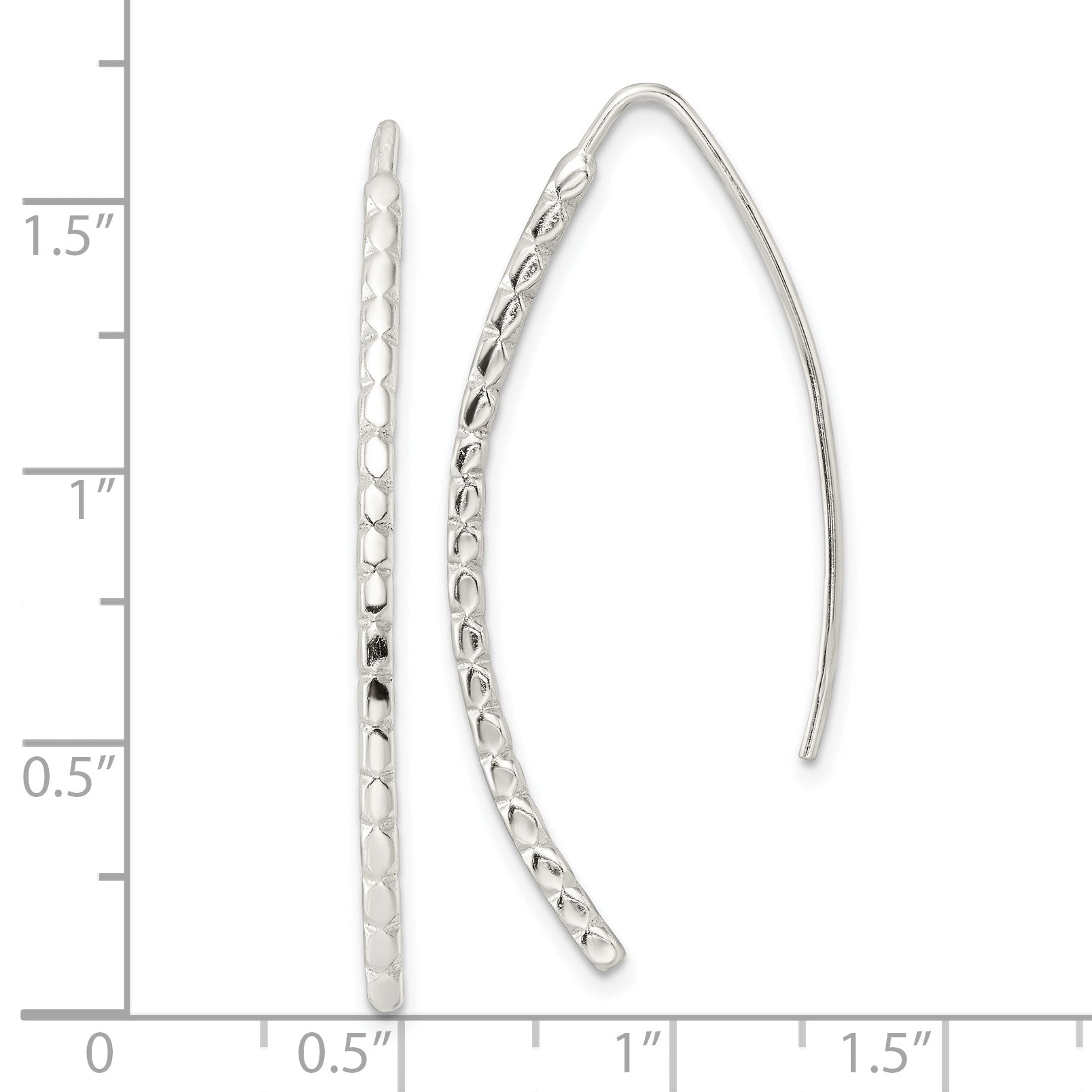 Sterling Silver Polished & Textured Threader Earrings