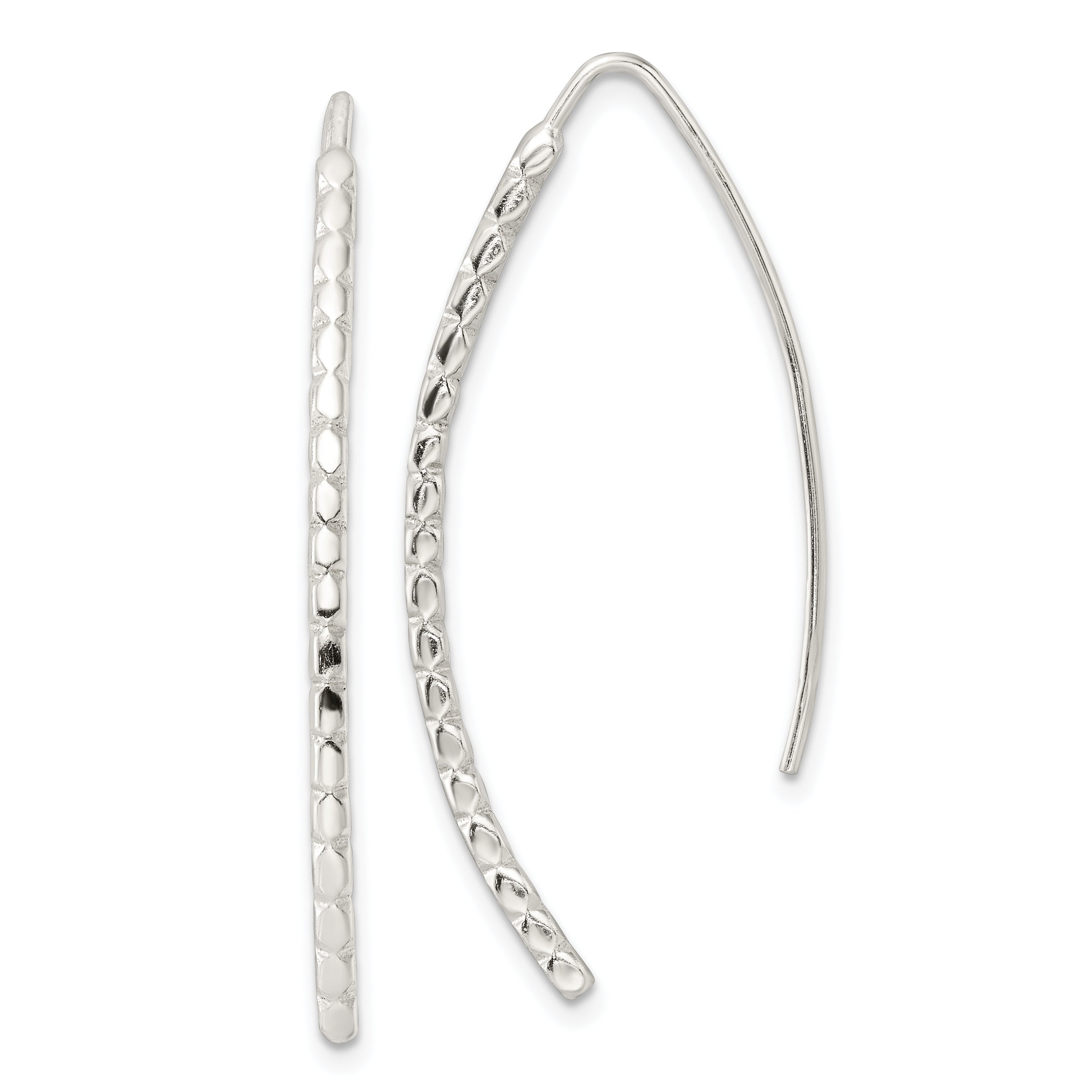 Sterling Silver Polished & Textured Threader Earrings Main image