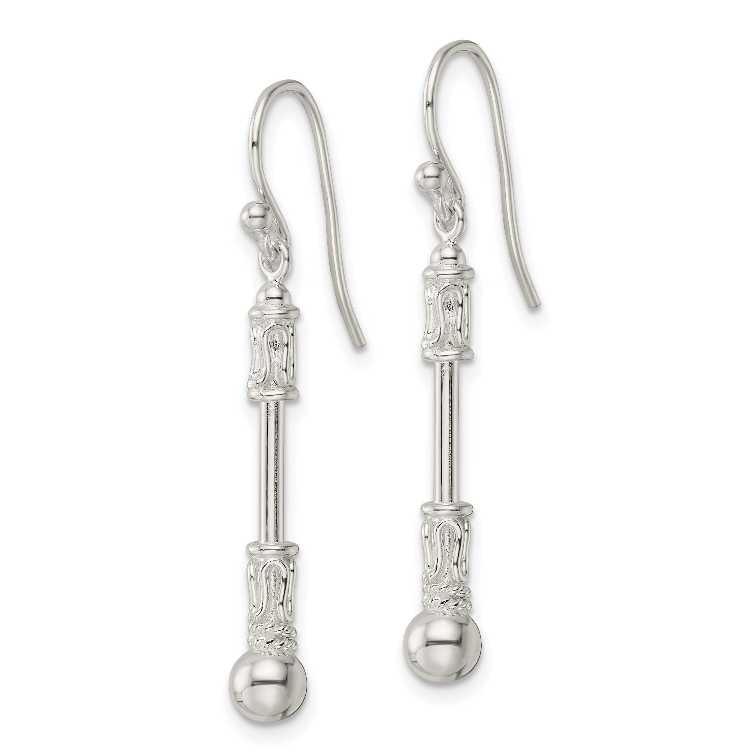 Sterling Silver Polished Fancy Beaded Dangle Earrings Secondary image