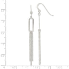 Sterling Silver Polished Oval and Multi-Strand Beaded Chain Dangle Earrings