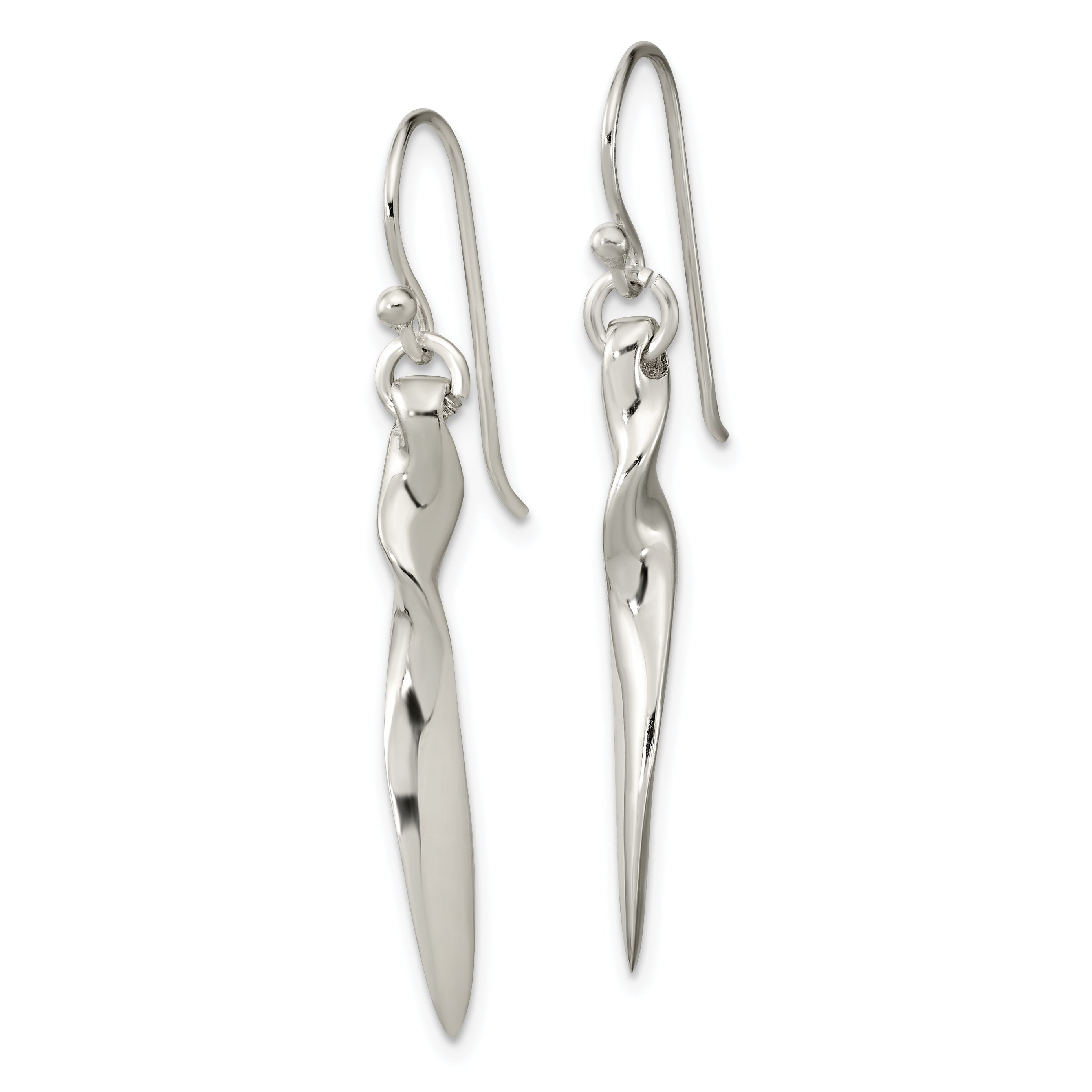 Sterling Silver Polished Twisted Bar Dangle Shephard Hook Earrings Secondary image