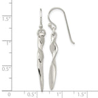 Sterling Silver Polished Twisted Bar Dangle Shephard Hook Earrings