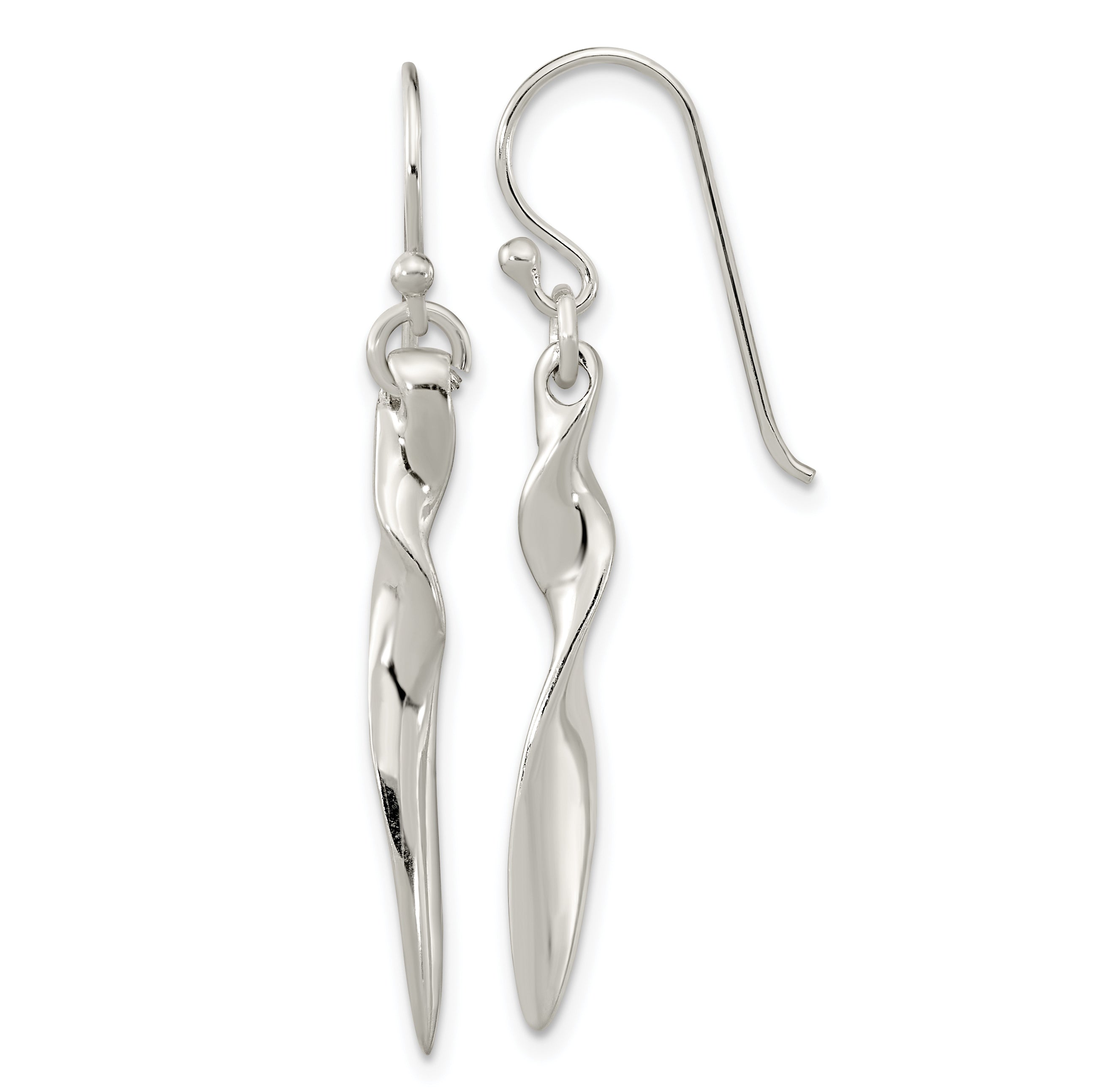 Sterling Silver Polished Twisted Bar Dangle Shephard Hook Earrings Main image