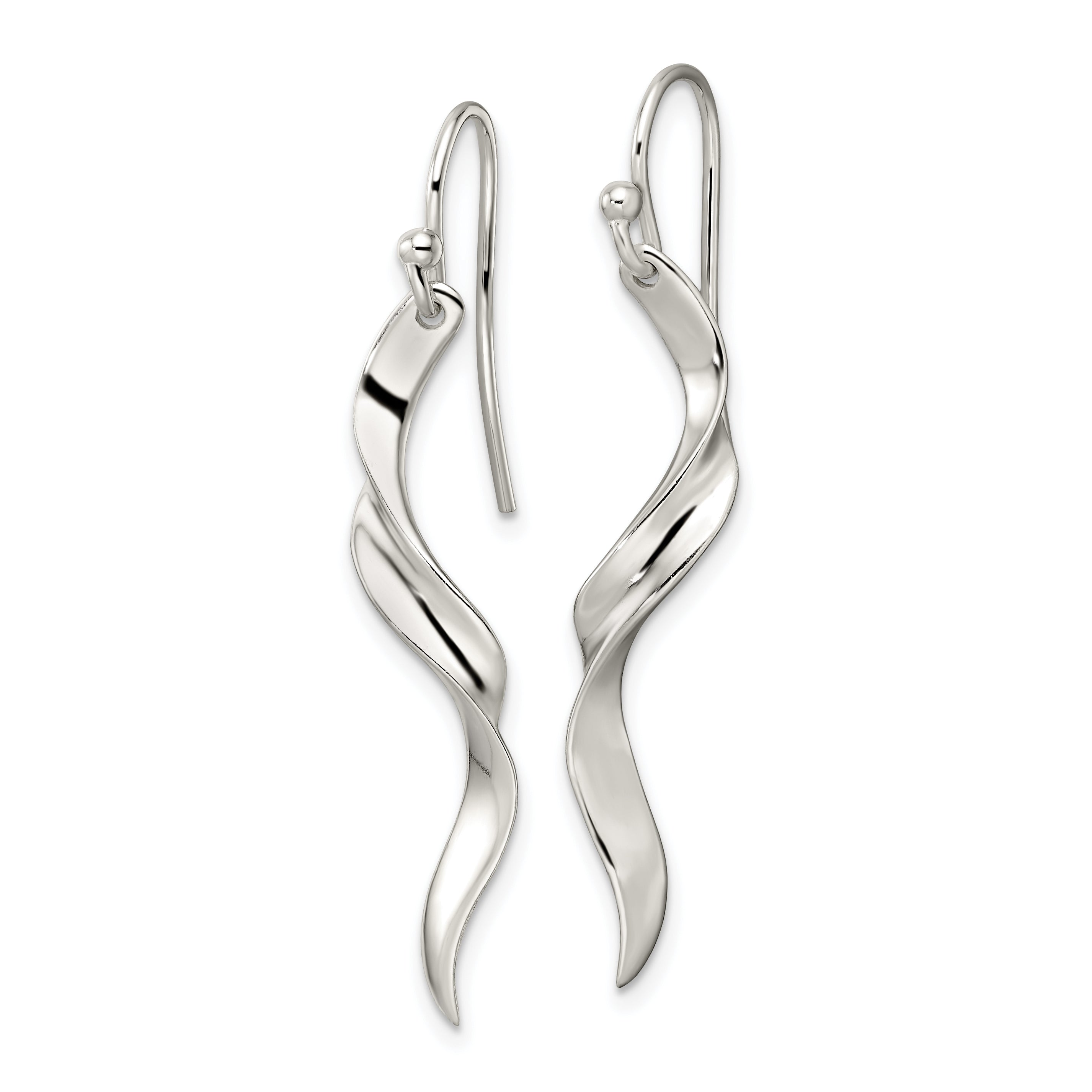 Sterling Silver Polished Twisted Dangle Earrings Secondary image