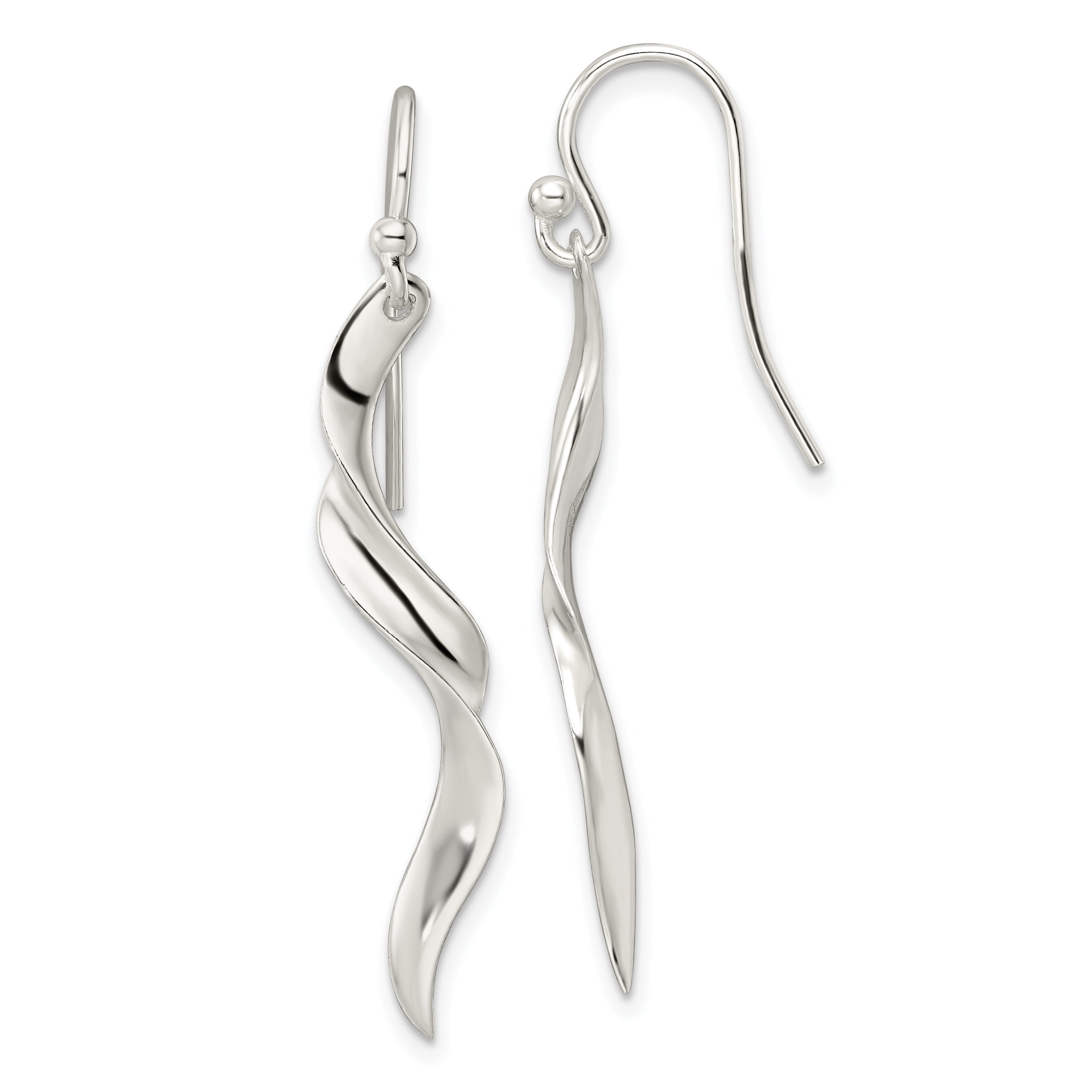 Sterling Silver Polished Twisted Dangle Earrings Main image