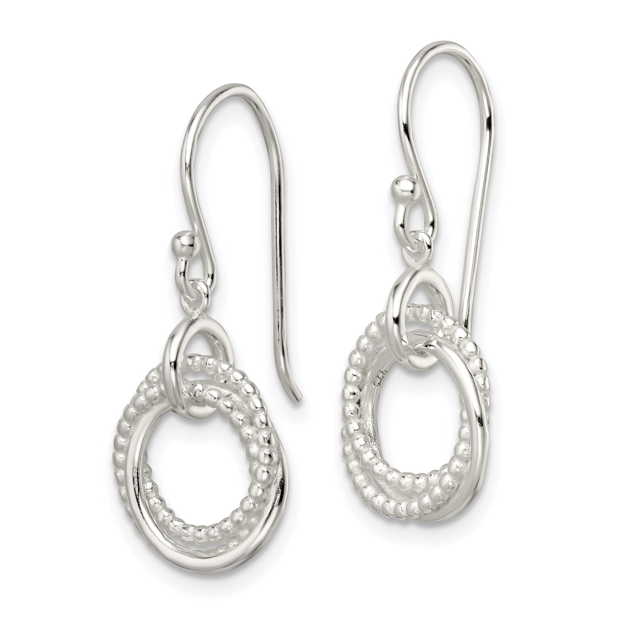 Sterling Silver Polished Intertwined Circles Dangle Earrings Secondary image
