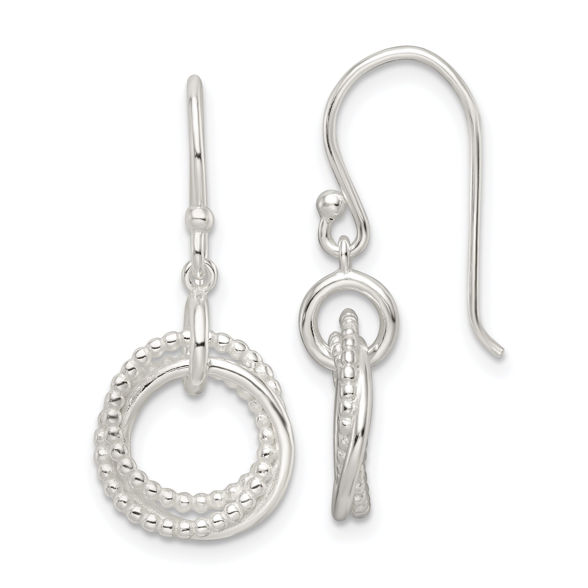 Sterling Silver Polished Intertwined Circles Dangle Earrings Main image
