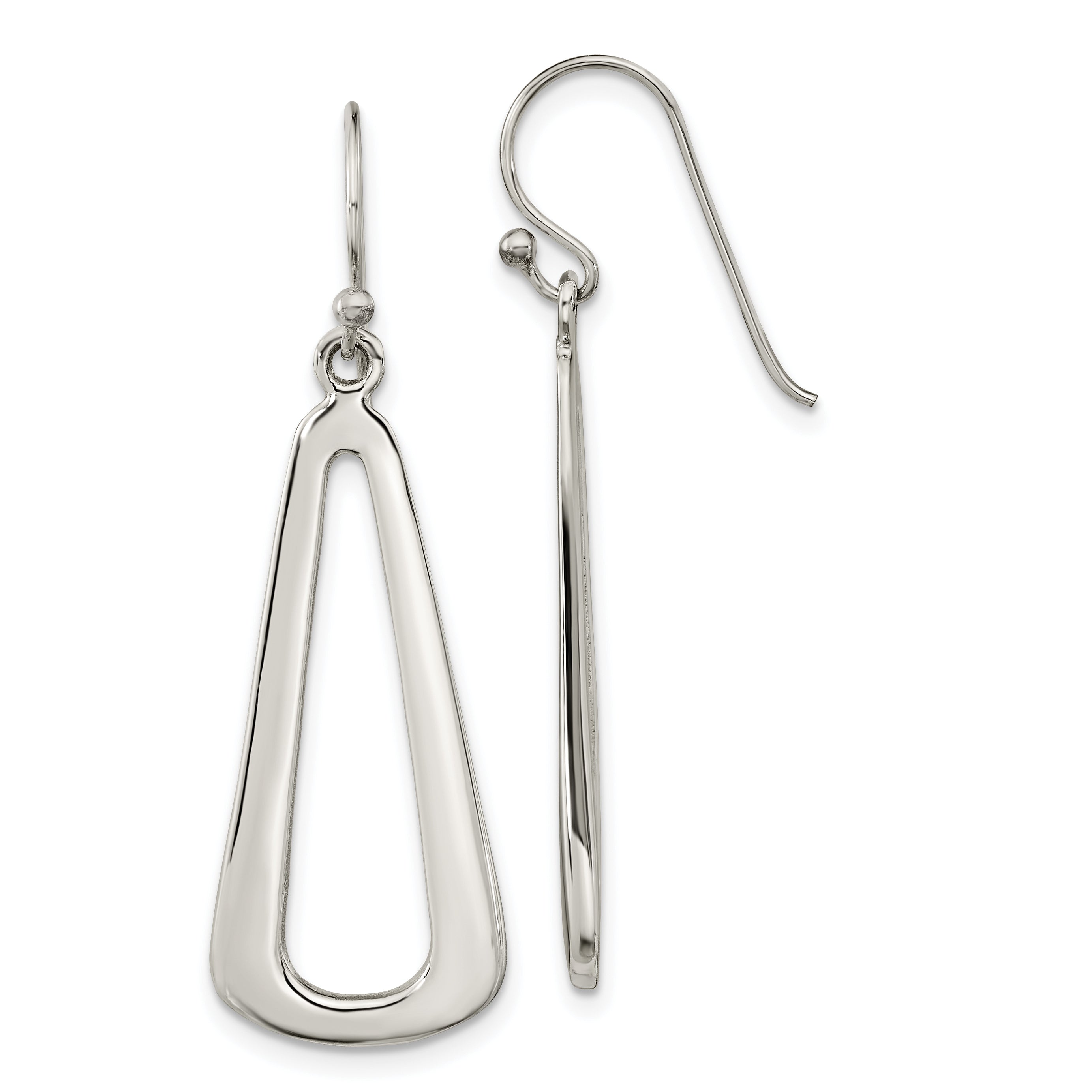 Sterling Silver Polished Teardrop Dangle Shephard Hook Earrings Main image