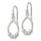 Sterling Silver Polished Beaded Teardrop Dangle Earrings