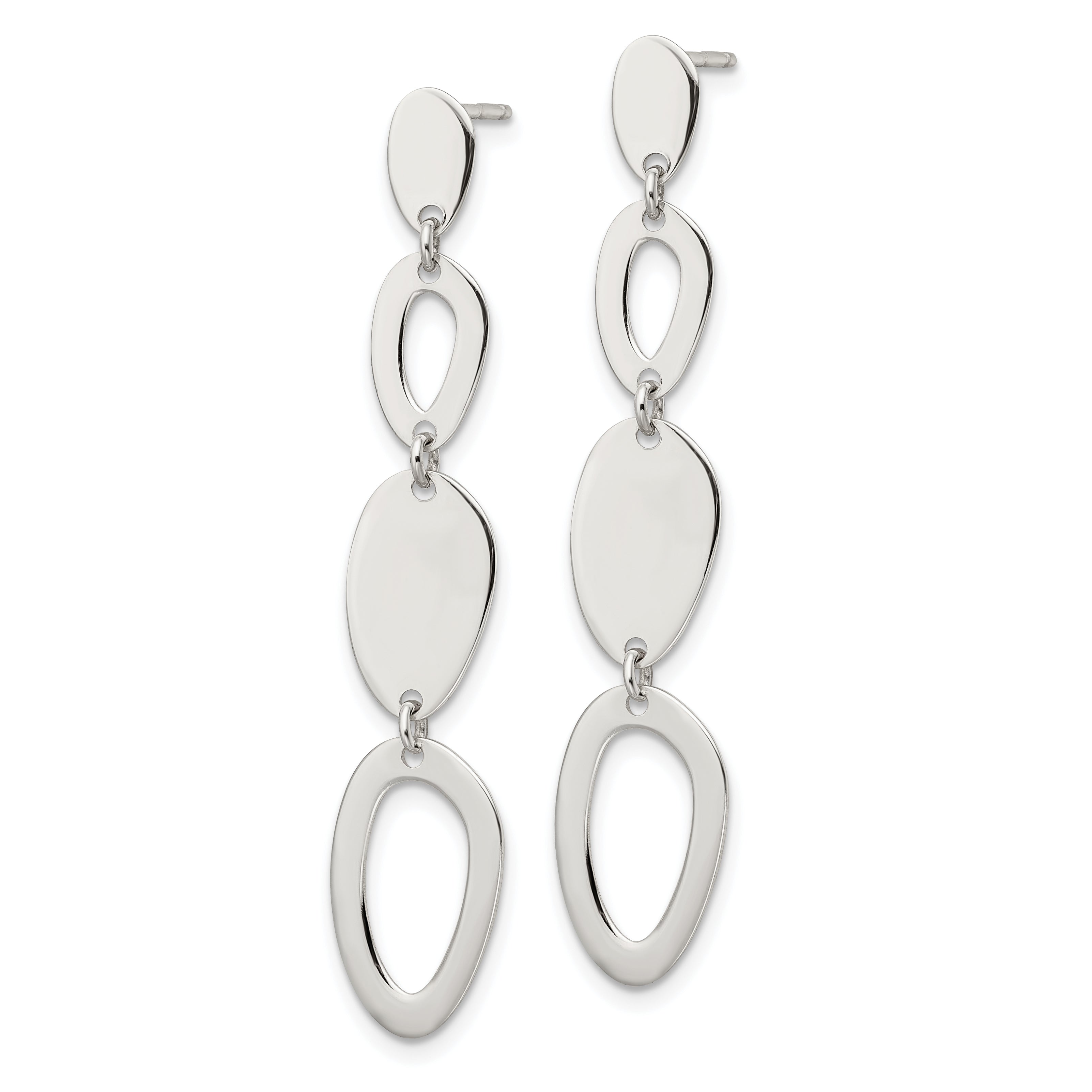 Sterling Silver Polished Fancy Ovals Post Dangle Earrings Secondary image