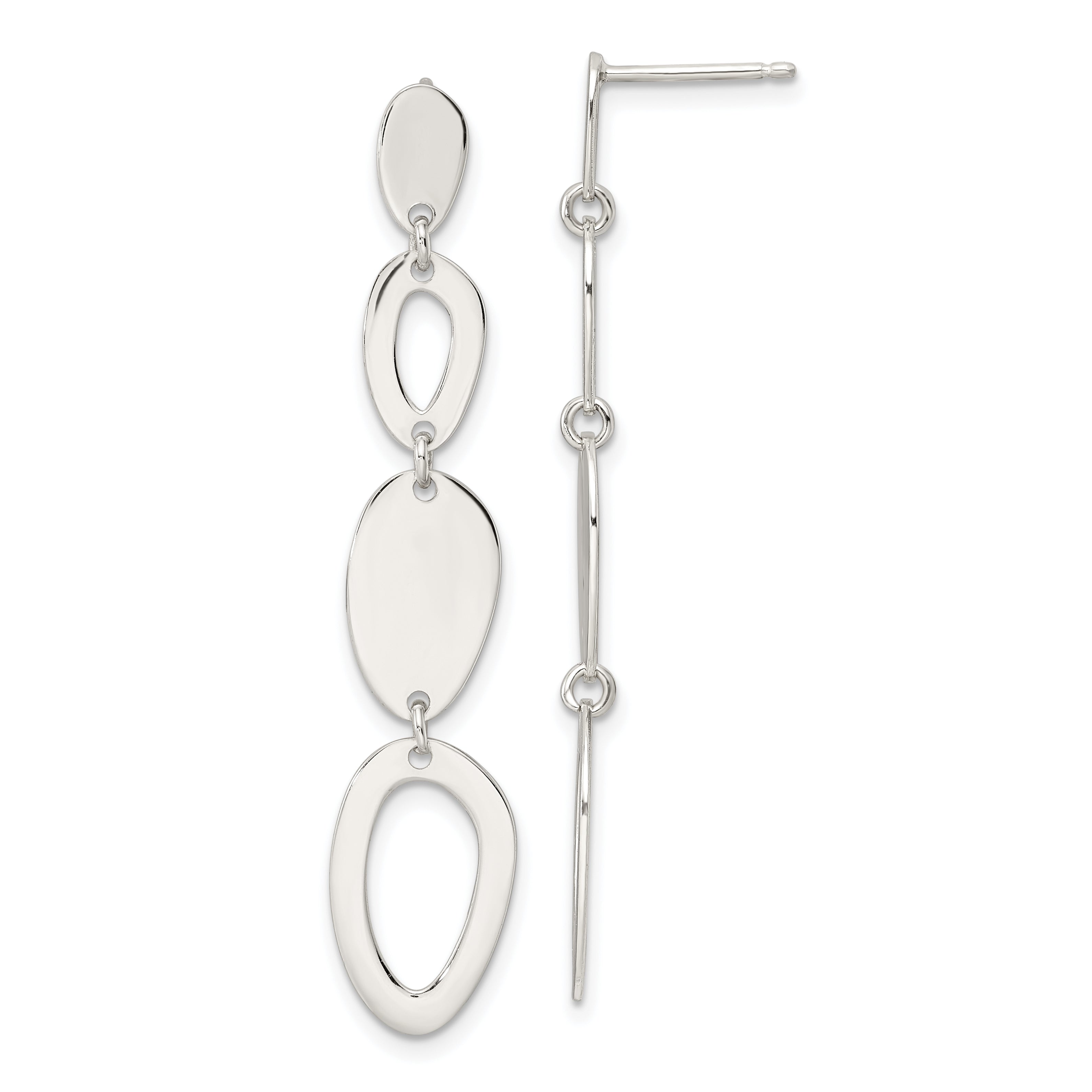 Sterling Silver Polished Fancy Ovals Post Dangle Earrings Main image