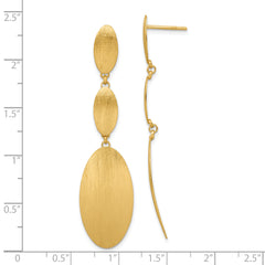 Sterling Silver Gold-plated Brushed Triple Oval Post Dangle Earrings