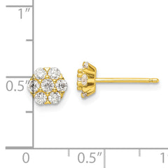 Sterling Silver Gold-tone Polished CZ Flower Post Earrings