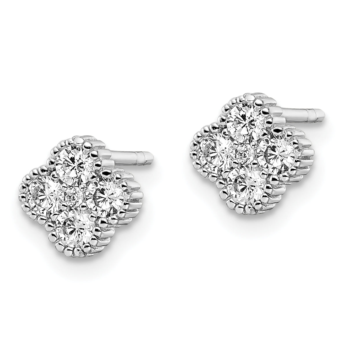 Sterling Silver Rhodium-plated Polished CZ Post Earrings