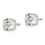 Sterling Silver Polished 6mm Round CZ Heart Basket Set Stud Earrings