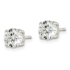 Sterling Silver Polished 6mm Round CZ Heart Basket Set Stud Earrings