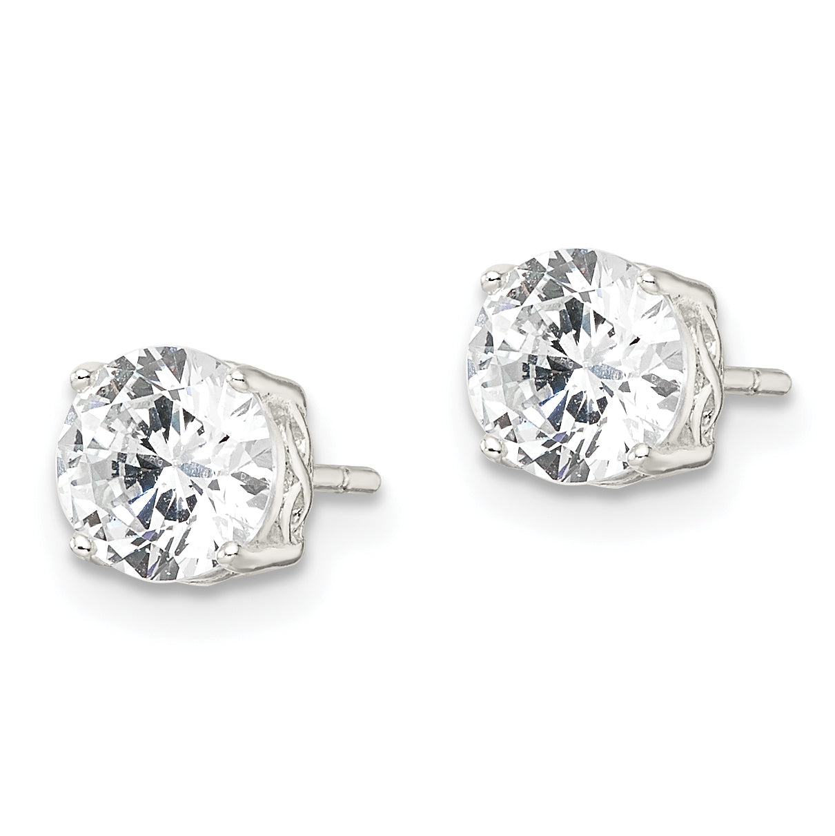 Sterling Silver Polished 6mm Round CZ Infinity Basket Set Stud Earrings Secondary image