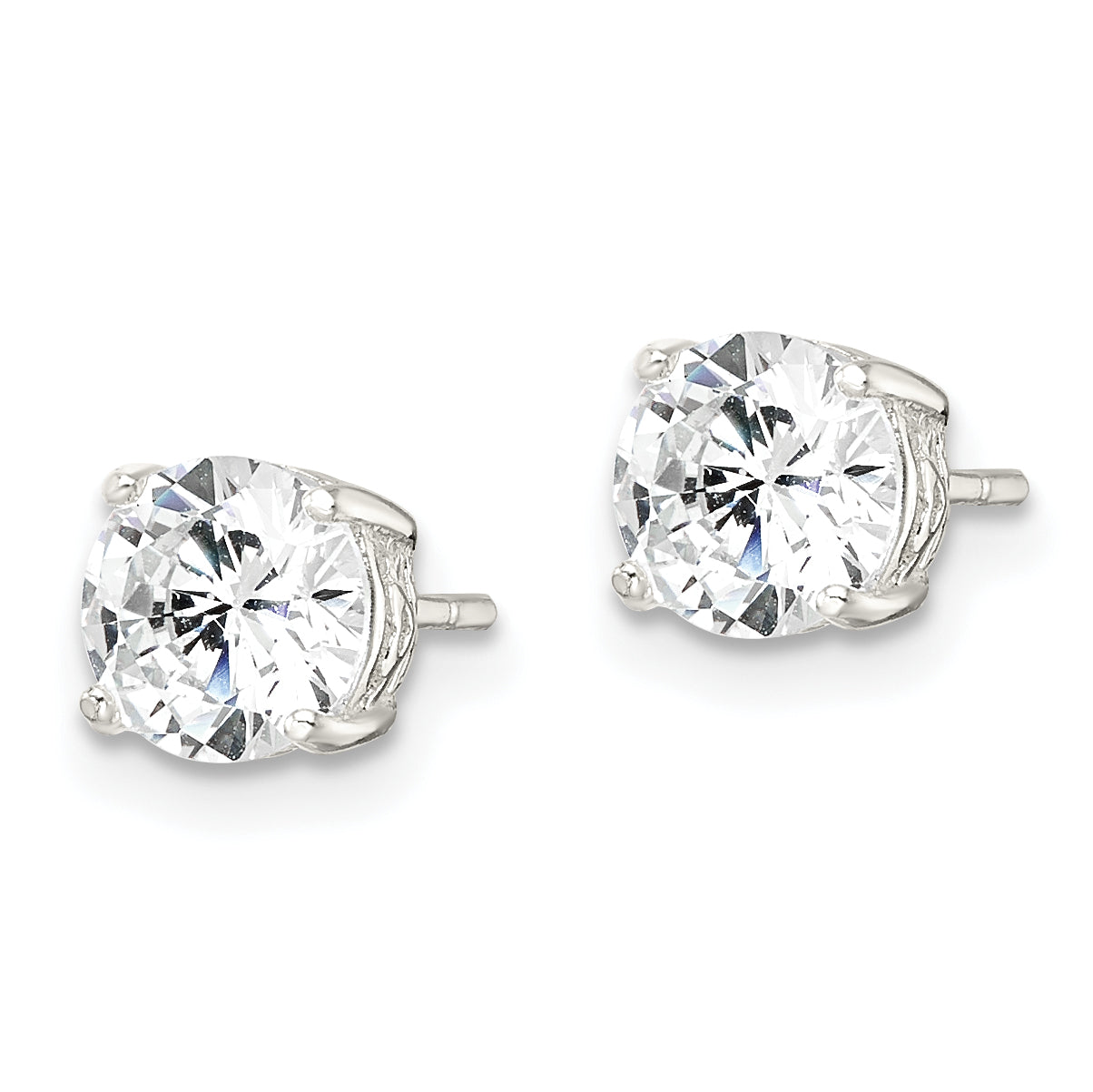 Sterling Silver Polished 6mm Round CZ Heart Basket Set Stud Earrings