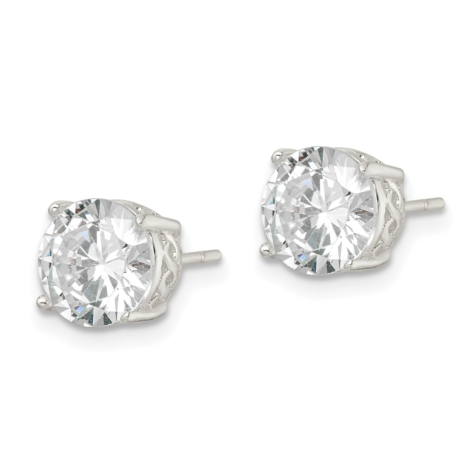 Sterling Silver Polished 8mm Round CZ Infinity Basket Set Stud Earrings Secondary image