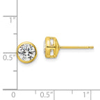 Sterling Silver Gold-tone Polished 6mm Round CZ Bezel Set Stud Earrings