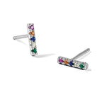 Multi-Color Cubic Zirconia Bar Stud Earrings in Sterling Silver, 1.75mm - Sophia Jewelers