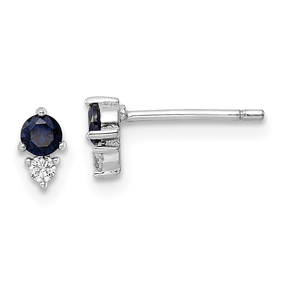 Sterling Silver Rhodium-plated Polished Blue & White CZ Post Earrings Main image