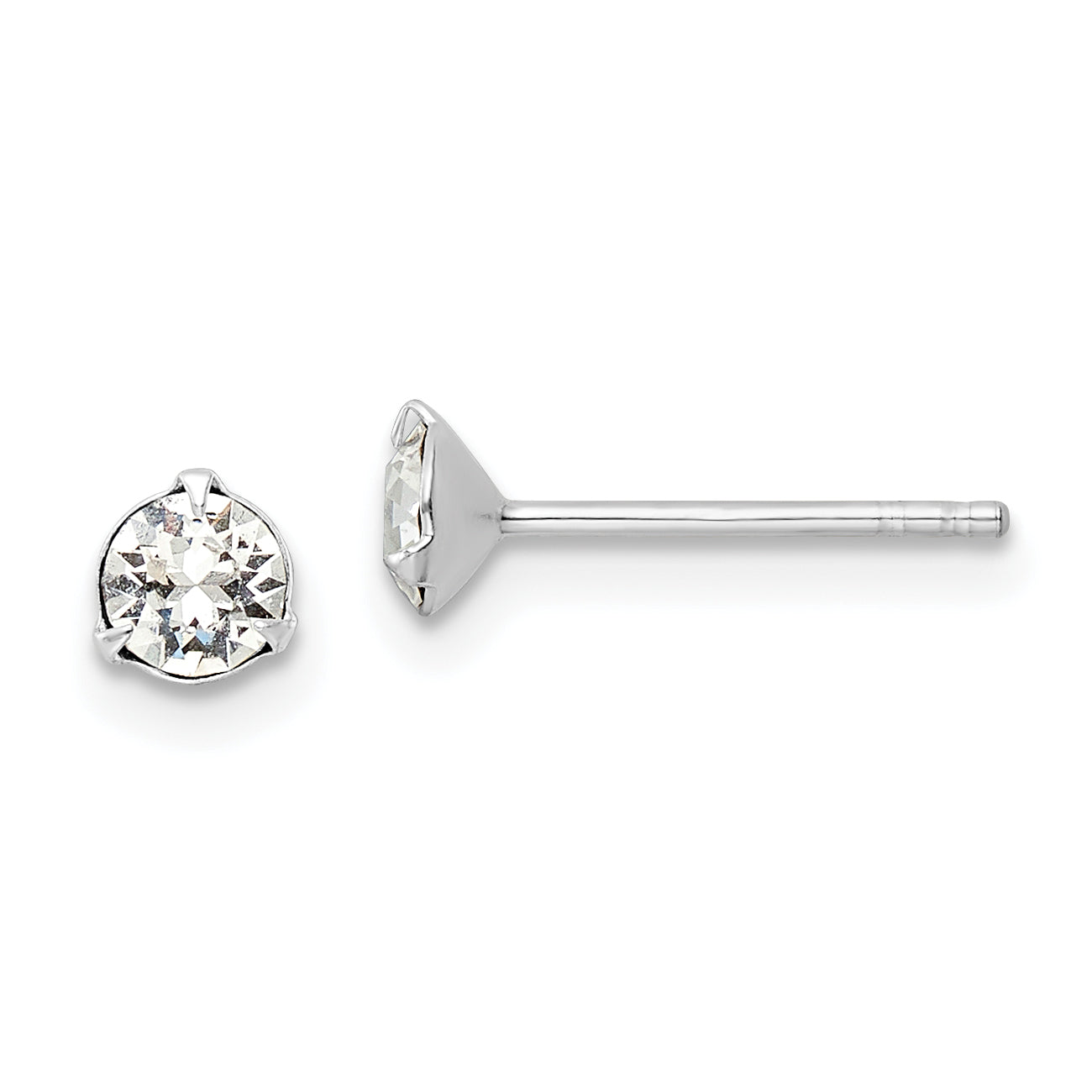 Sterling Silver Rhodium-plated Polished Round 4.5mm Crystal Stud Earrings Main image