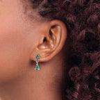 Sterling Silver Antiqued Marcasite & Cr. Green Quartz Post Dangle Earrings