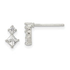 Sterling Silver Polished Two Square CZ Post Earrings