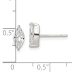 Sterling Silver Polished 9x4mm Marquise CZ Stud Earrings