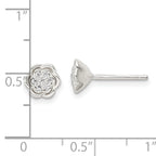 Sterling Silver Polished Floral CZ Post Earrings