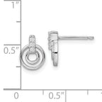 Sterling Silver Rhodium-plated Polished CZ Circles Post Earrings